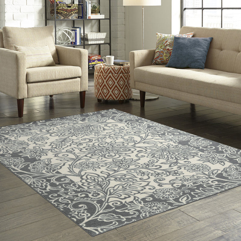 Canora Grey Floral Tufted Grey Area Rug & Reviews Wayfair.ca